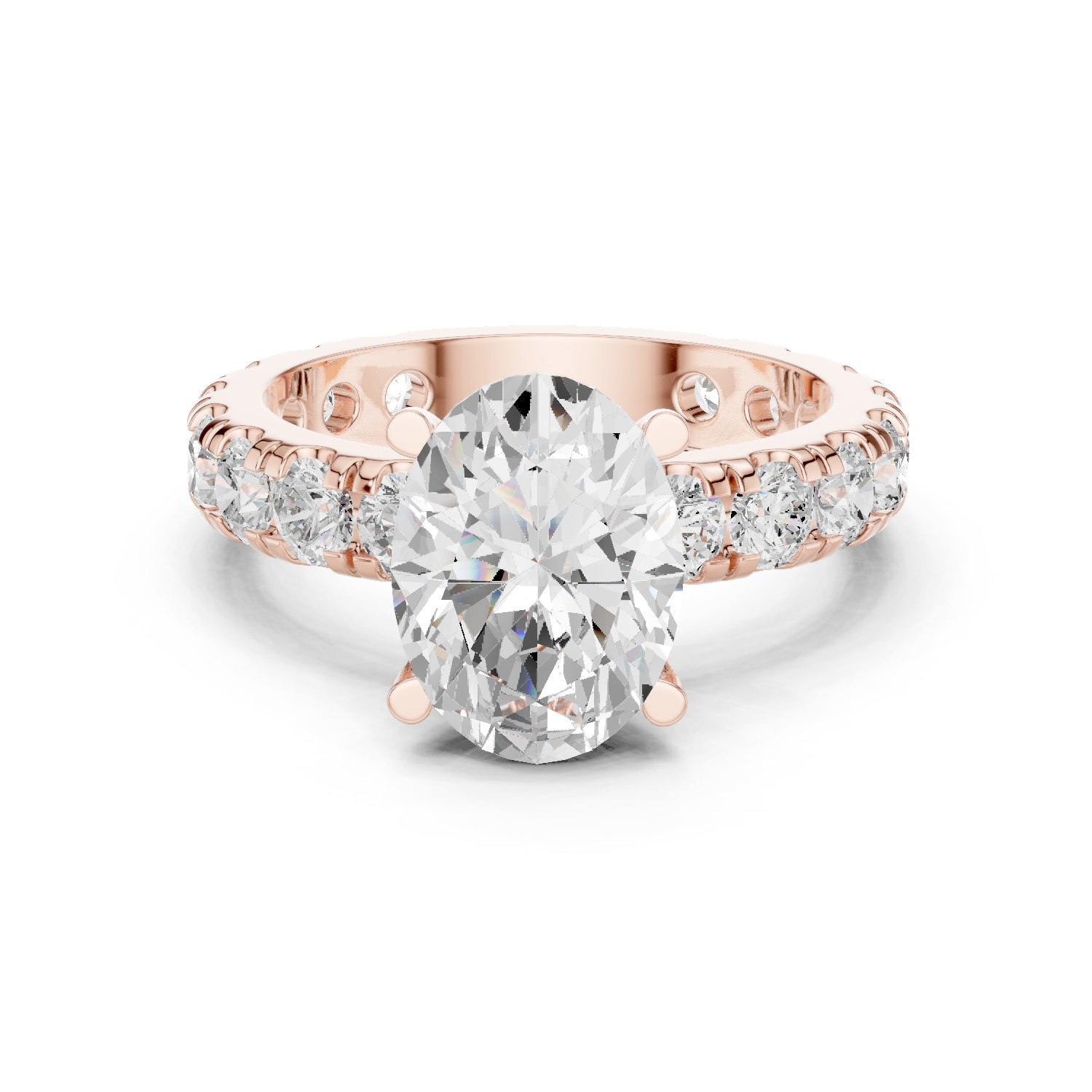 Gold Jewelry L35-63, Oval center stone, Rose Gold
