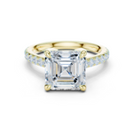 Gold Ring, Asscher center stone, Yellow Gold