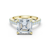 Gold Ring, Asscher center stone, Yellow Gold