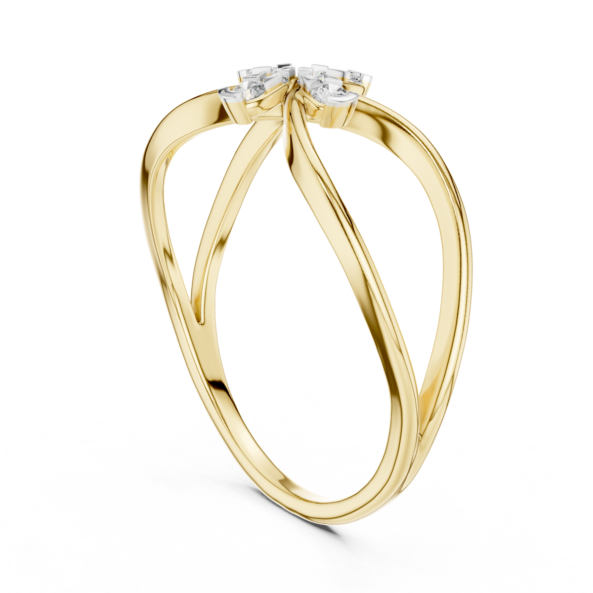14K Solid Gold Lab Diamond Flower Cluster Ring, Yellow Gold, view 1