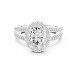 Gold Ring DDLR-350, Oval center stone, White Gold, view 4