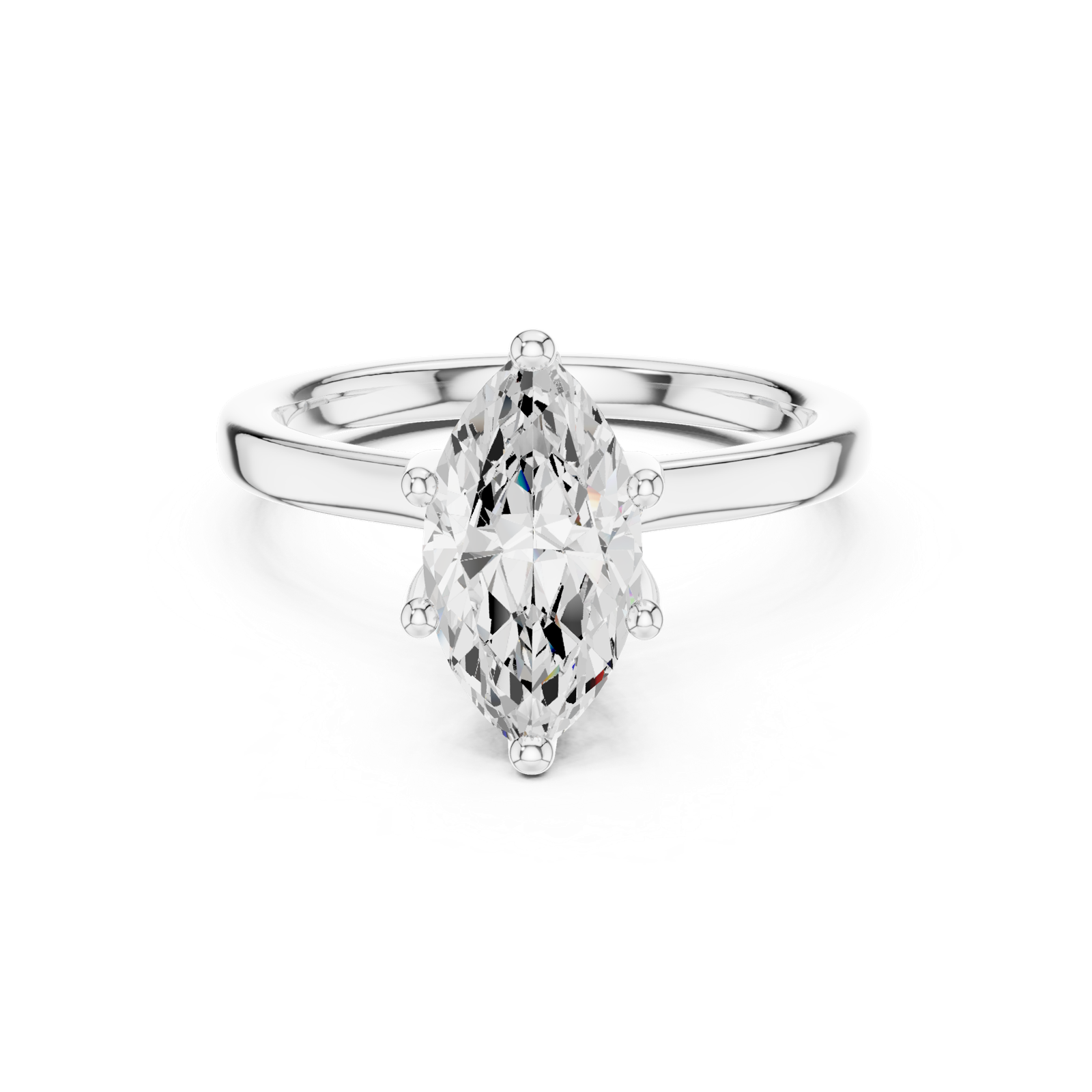 Gold Ring DDLR-176, Marquise center stone, White Gold, view 4