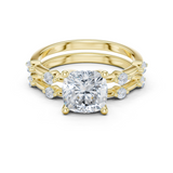 Gold Ring DDLR-441, Cushion center stone, Yellow Gold