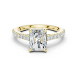 Gold Ring DDLR-039, Radiant center stone, Yellow Gold