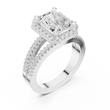 Gold Ring DDLR-350, Radiant center stone, White Gold, view 2