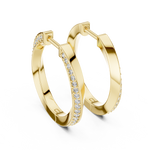 14K Solid Gold Lab Diamond Huggie Earrings, Yellow Gold, view 3