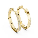 14K Solid Gold Lab Diamond Huggie Earrings, Yellow Gold, view 3