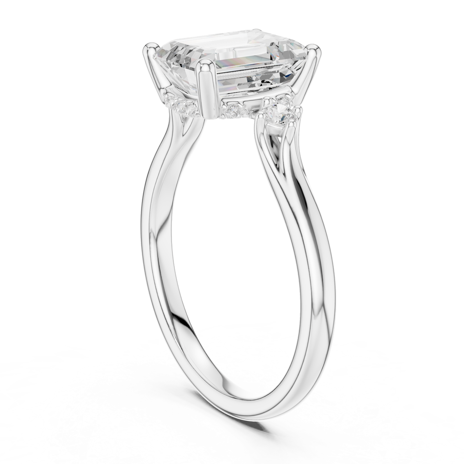 Gold Ring DDLR-164, Emerald center stone, White Gold, view 1