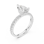 Gold Ring DDLR-161, Pear center stone, White Gold, view 2