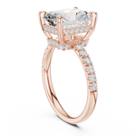 Gold Ring DDLR-259, Radiant center stone, Rose Gold, view 1