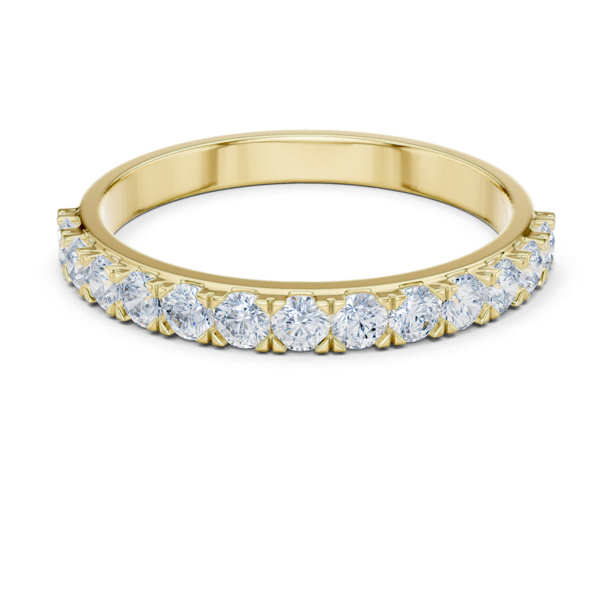 14K Solid Gold Lab Diamond Band Ring, Yellow Gold