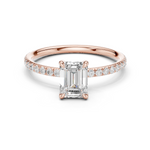 Gold Jewelry, Emerald center stone, Rose Gold