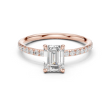 Gold Jewelry, Emerald center stone, Rose Gold