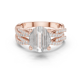 Gold Ring DDLR-300, Oval center stone, Rose Gold