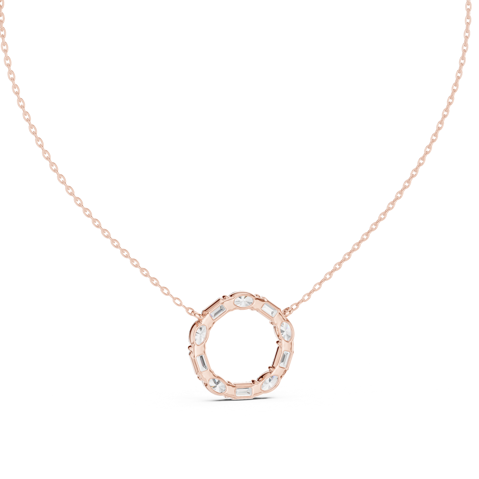 14K Solid Gold Lab Diamond Pendant Necklace, Rose Gold, view 4