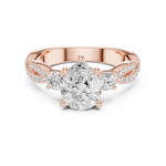Gold Ring DDLR-281, Pear center stone, Rose Gold, view 4