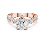 Gold Ring DDLR-281, Pear center stone, Rose Gold, view 4