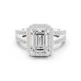 Gold Ring DDLR-350, Emerald center stone, White Gold
