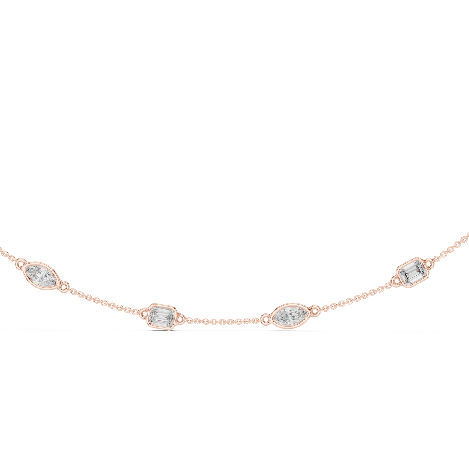 14K Solid Gold Lab Diamond Tennis Necklace, Rose Gold, view 4