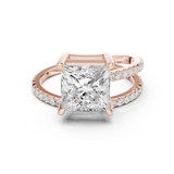 Gold Jewelry L35-39, Princess center stone, Rose Gold
