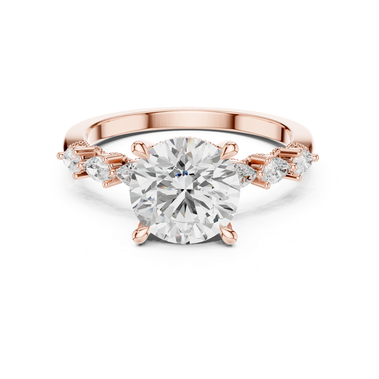 Gold Ring DDLR-1008, Rose Gold, view 4
