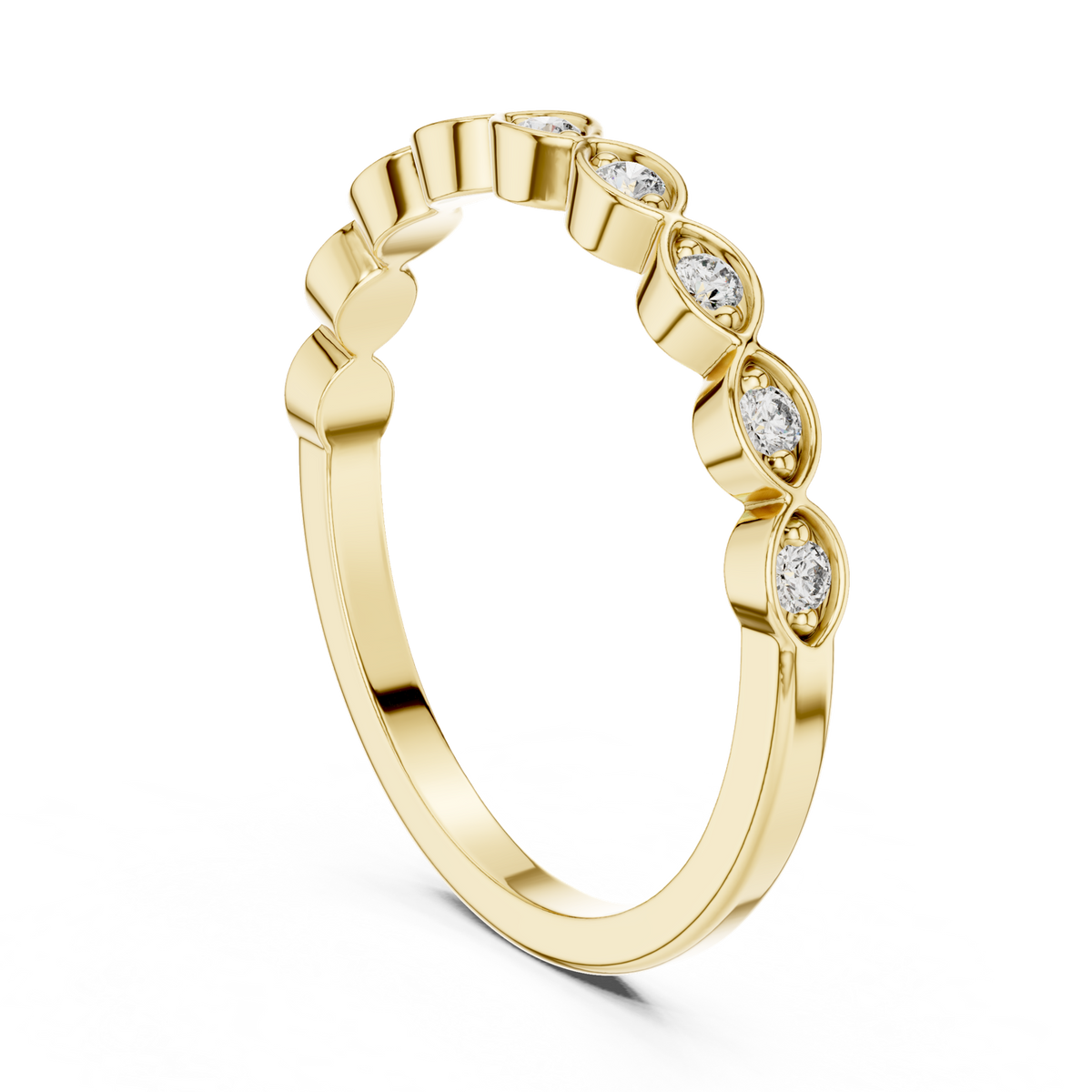 14K Solid Gold Lab Diamond Band Ring, Yellow Gold, view 1