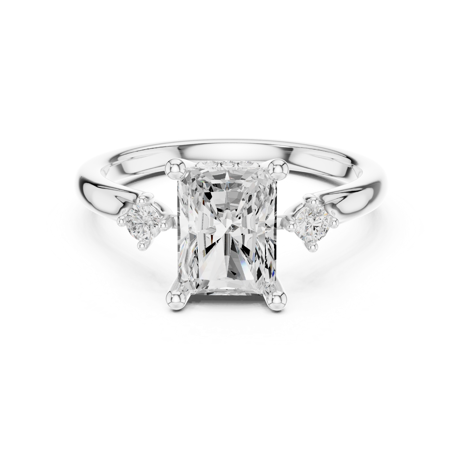 Gold Ring DDLR-164, Radiant center stone, White Gold, view 4
