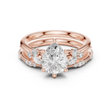 Gold Ring DDLR-299, Pear center stone, Rose Gold