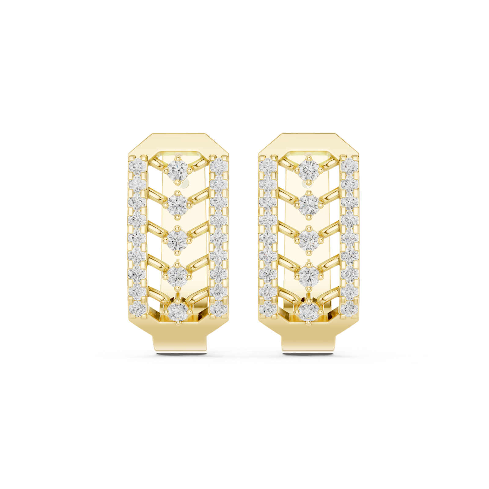 14K Solid Gold Lab Diamond Cluster Earrings, Yellow Gold