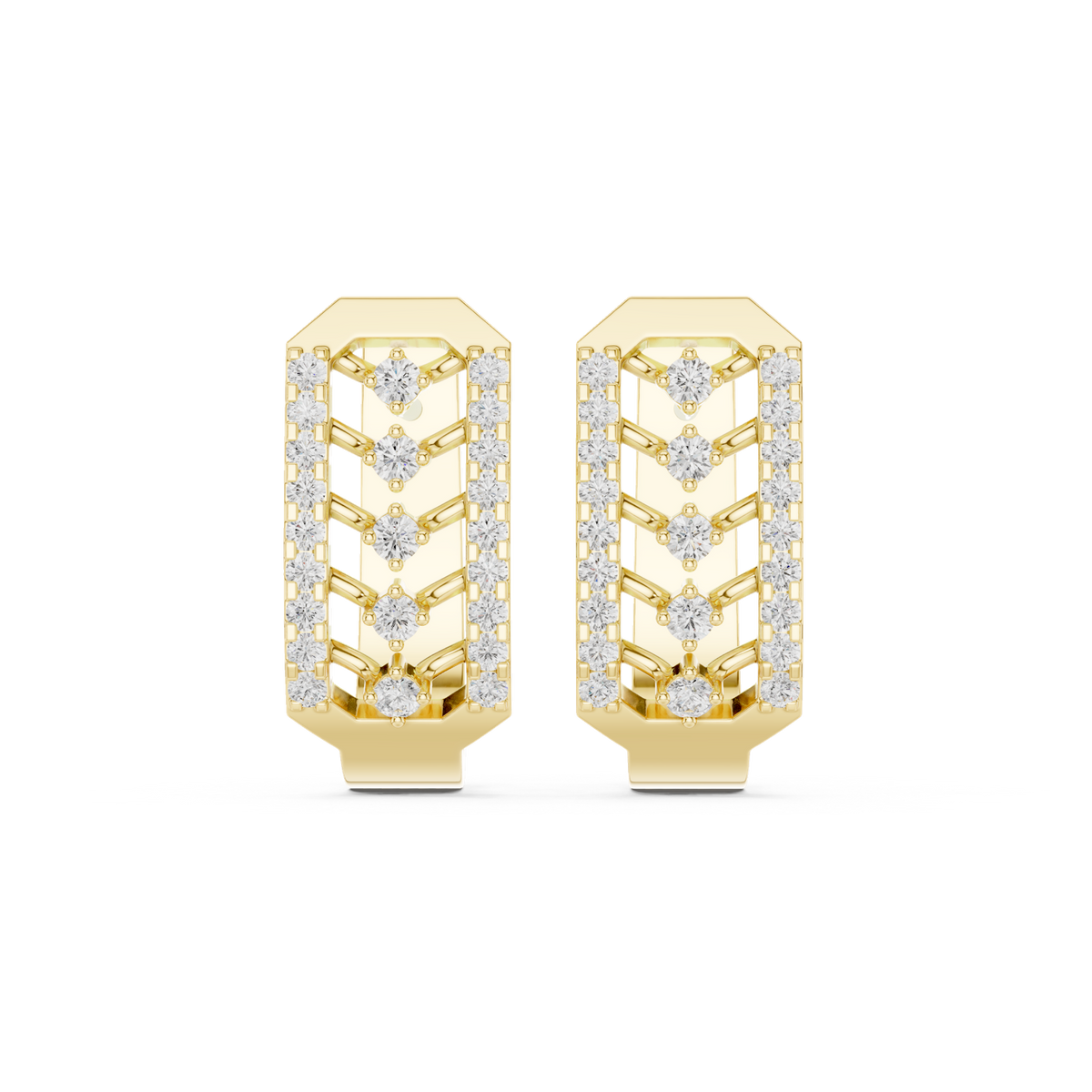 14K Solid Gold Lab Diamond Cluster Earrings, Yellow Gold