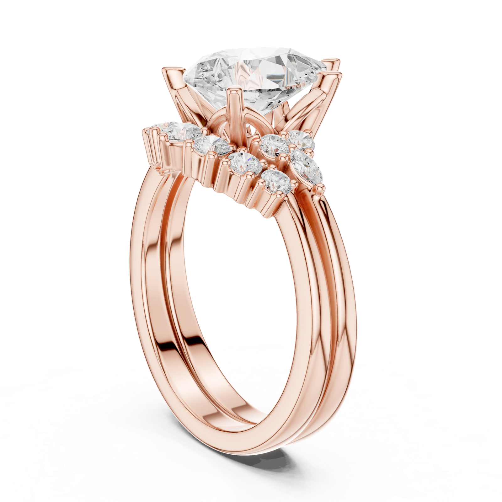 Gold Ring DDLR-440, Pear center stone, Rose Gold, view 1