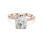 Gold Ring DDLR-167, Oval center stone, Rose Gold, view 4
