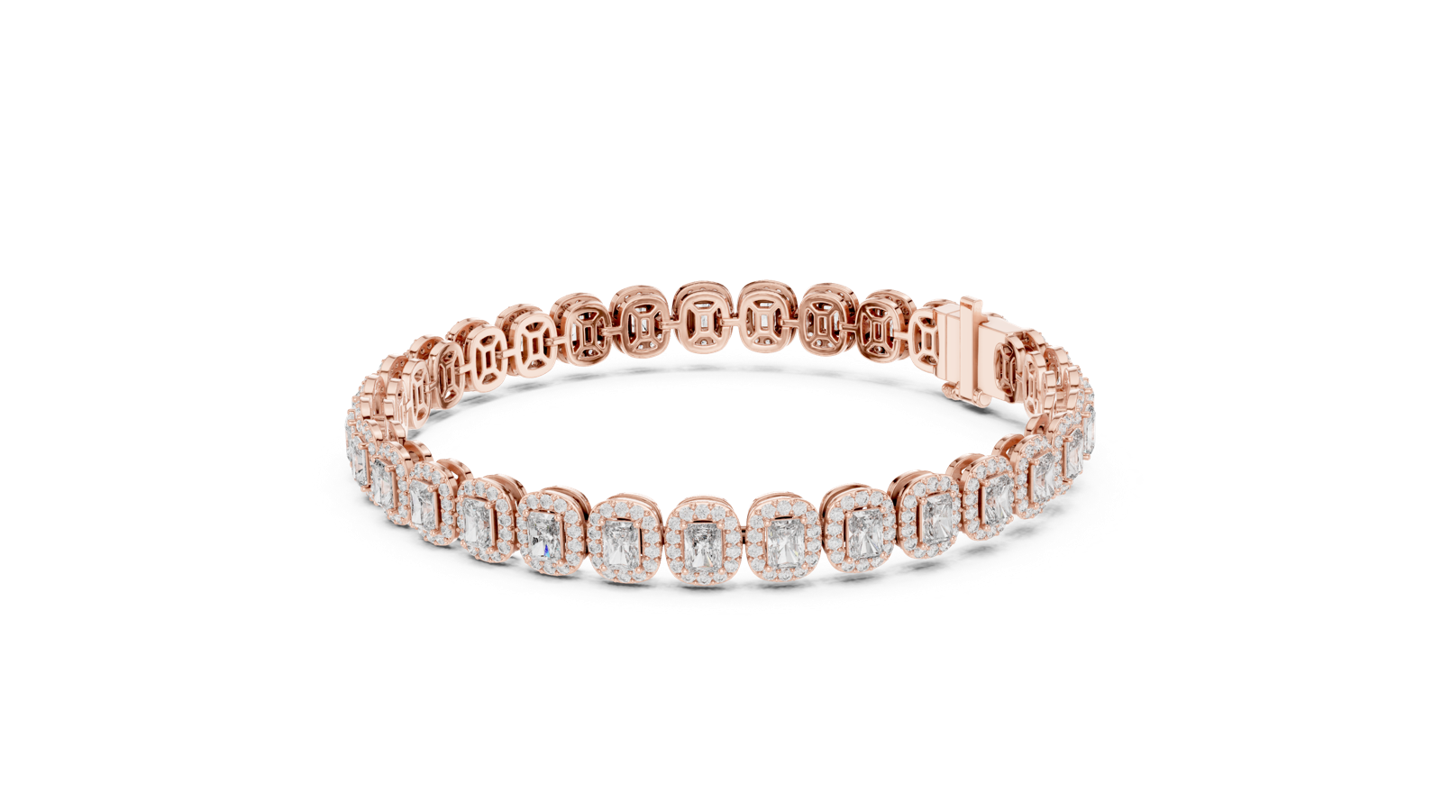 14K Solid Gold Lab Diamond Bracelet, Rose Gold, view 1