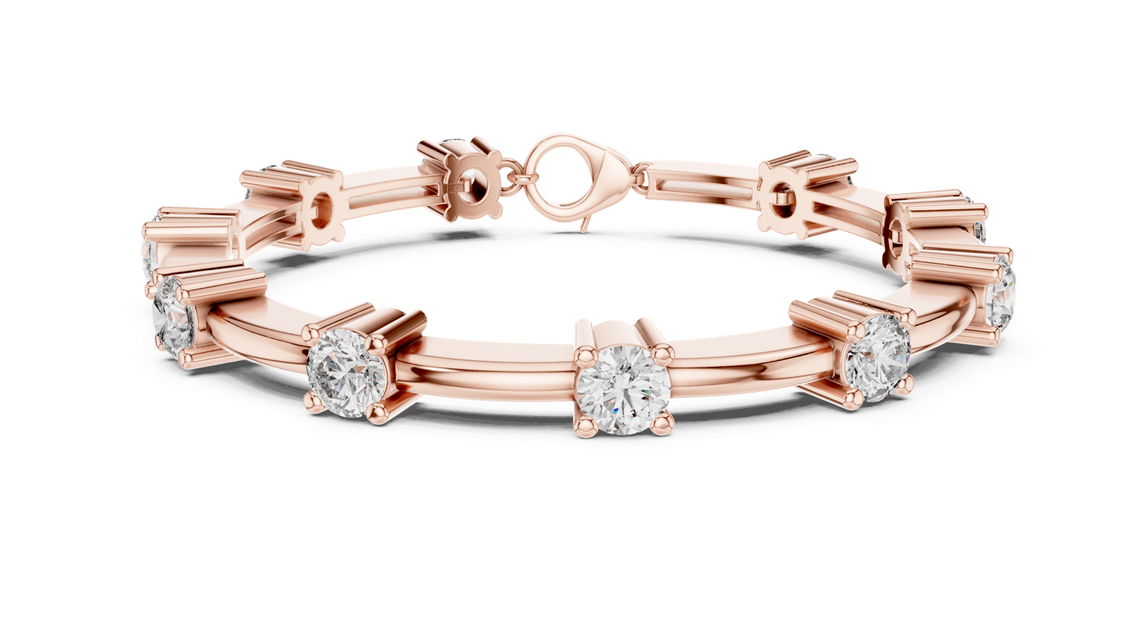 14K Solid Gold Lab Diamond Bracelet, Rose Gold, view 4