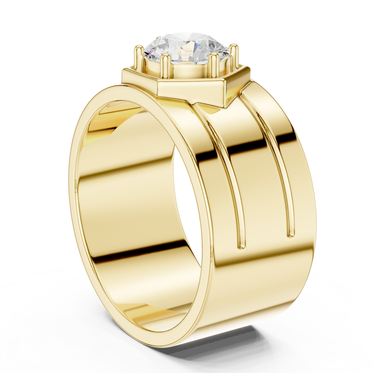 14K Solid Gold Lab Diamond Solitaire Ring, Yellow Gold, view 1