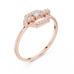 14K Solid Gold Lab Diamond Halo Ring, Rose Gold