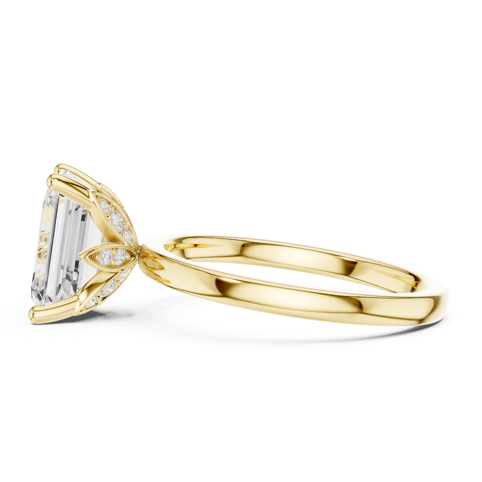 Gold Ring DDLR-170, Emerald center stone, Yellow Gold, view 3