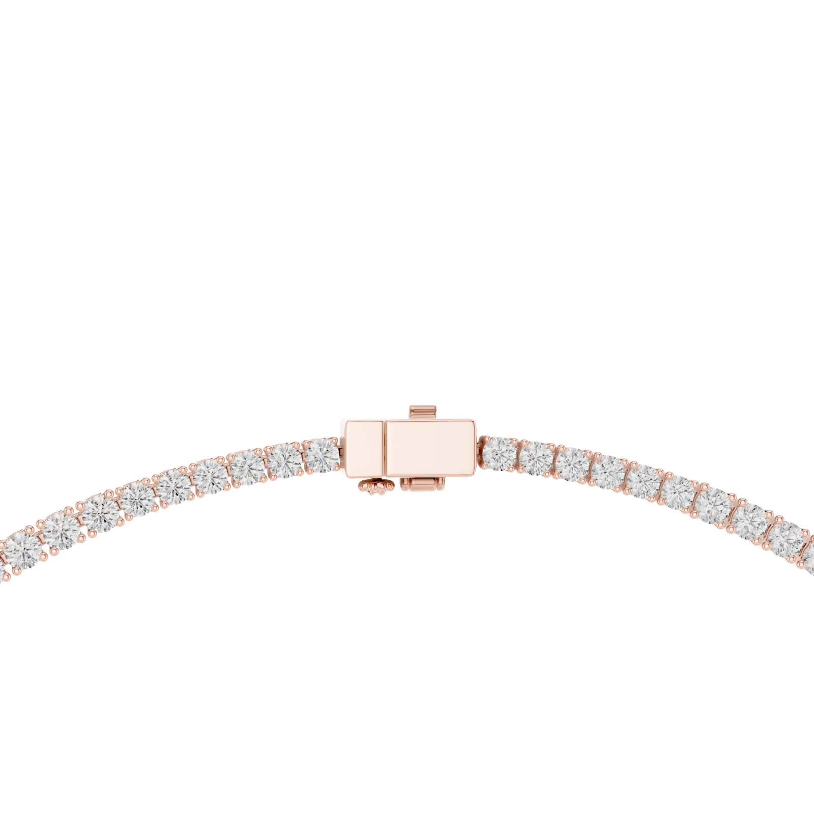 14K Solid Gold Lab Diamond Tennis Necklace, Rose Gold, view 4