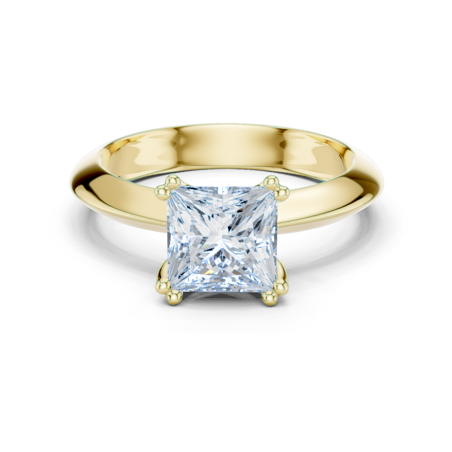 Gold Jewelry L36-8, Princess center stone, Yellow Gold