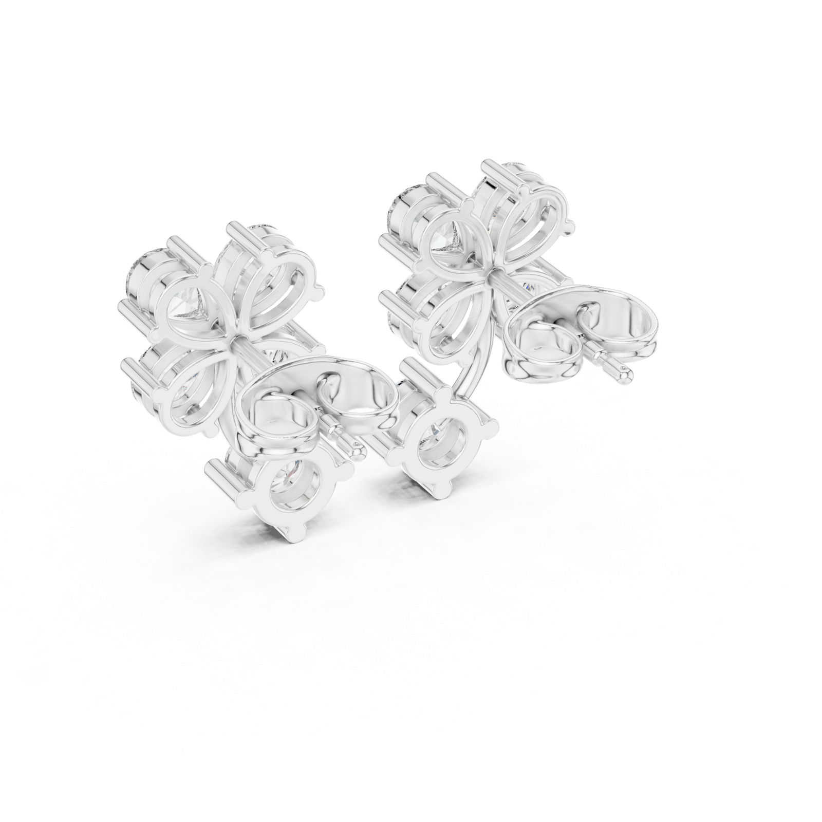 Gold Earrings AGDER-282, White Gold, view 3