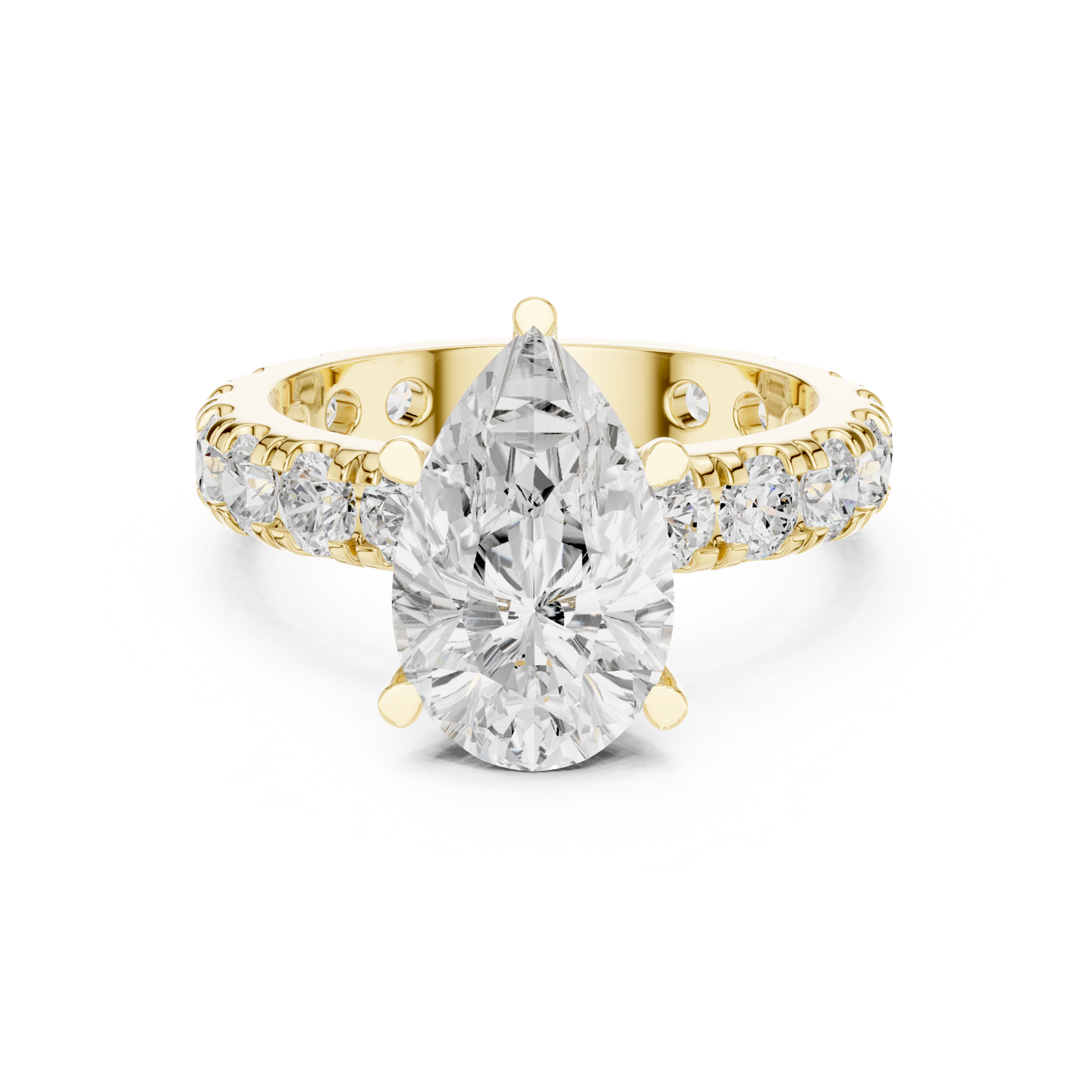 Gold Jewelry L35-63, Pear center stone, Yellow Gold, view 4