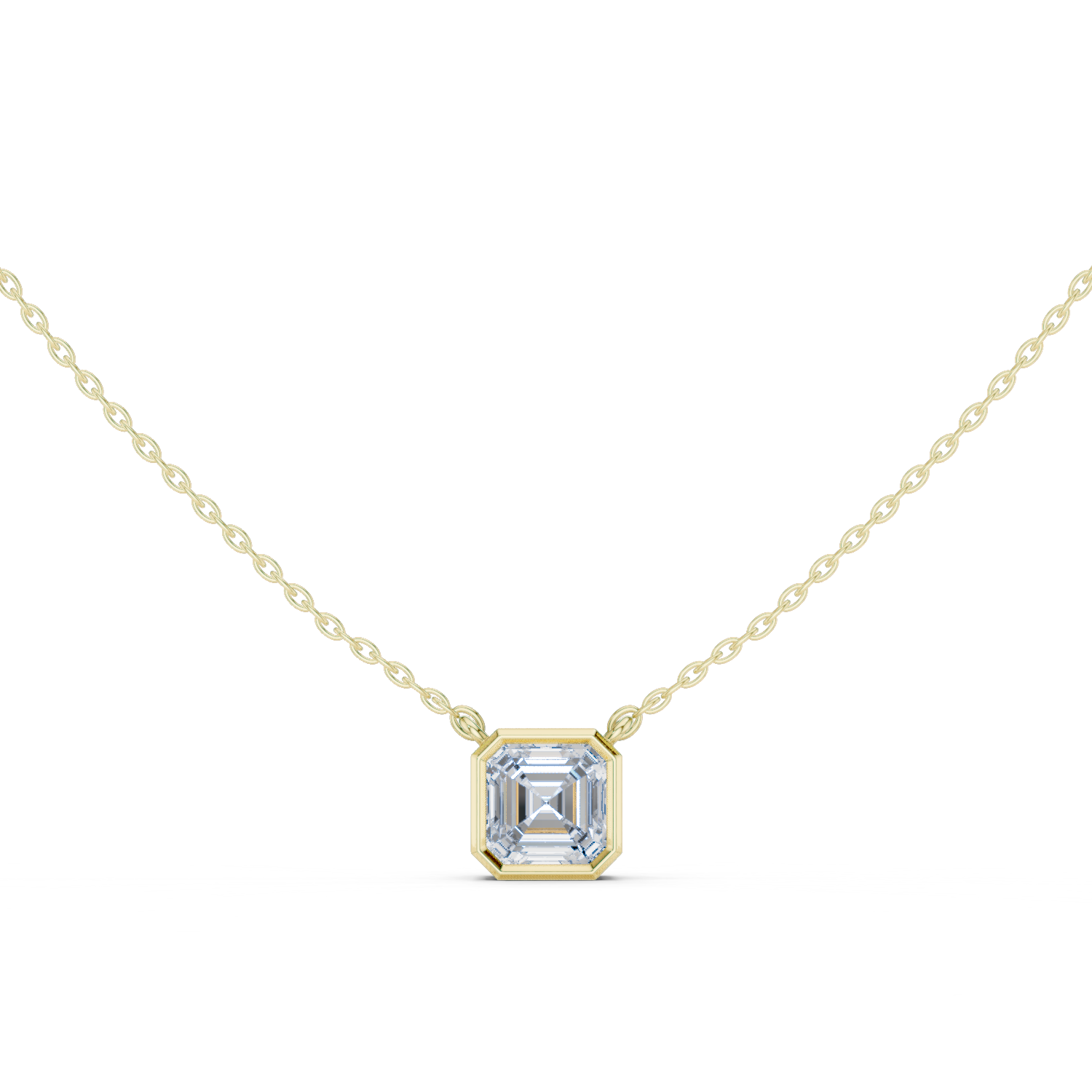 Gold Jewelry, Asscher center stone, Yellow Gold