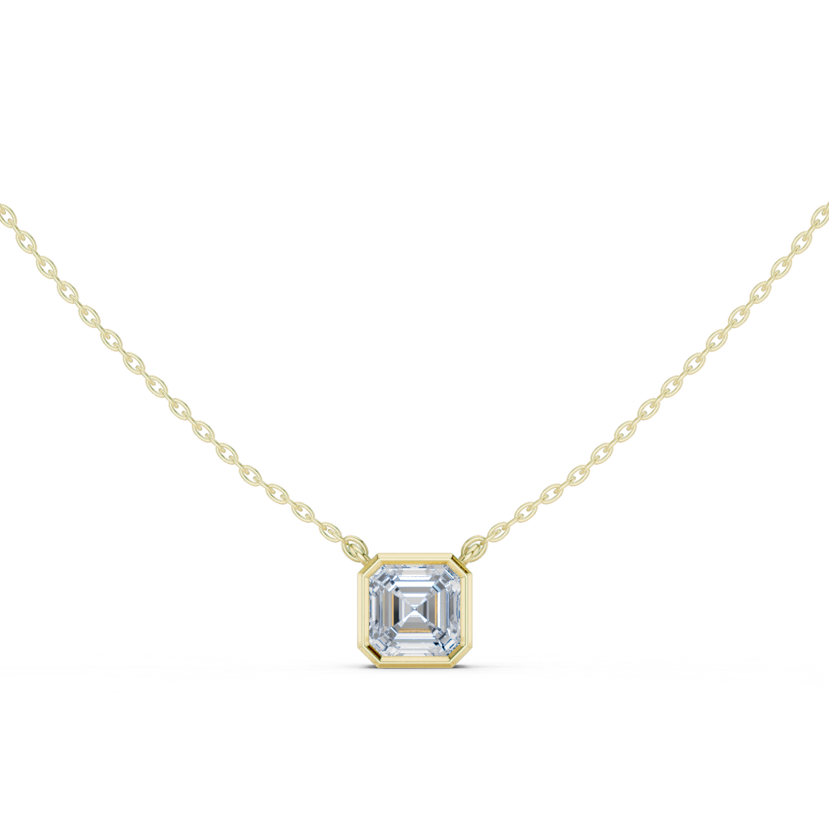 Gold Jewelry, Asscher center stone, Yellow Gold