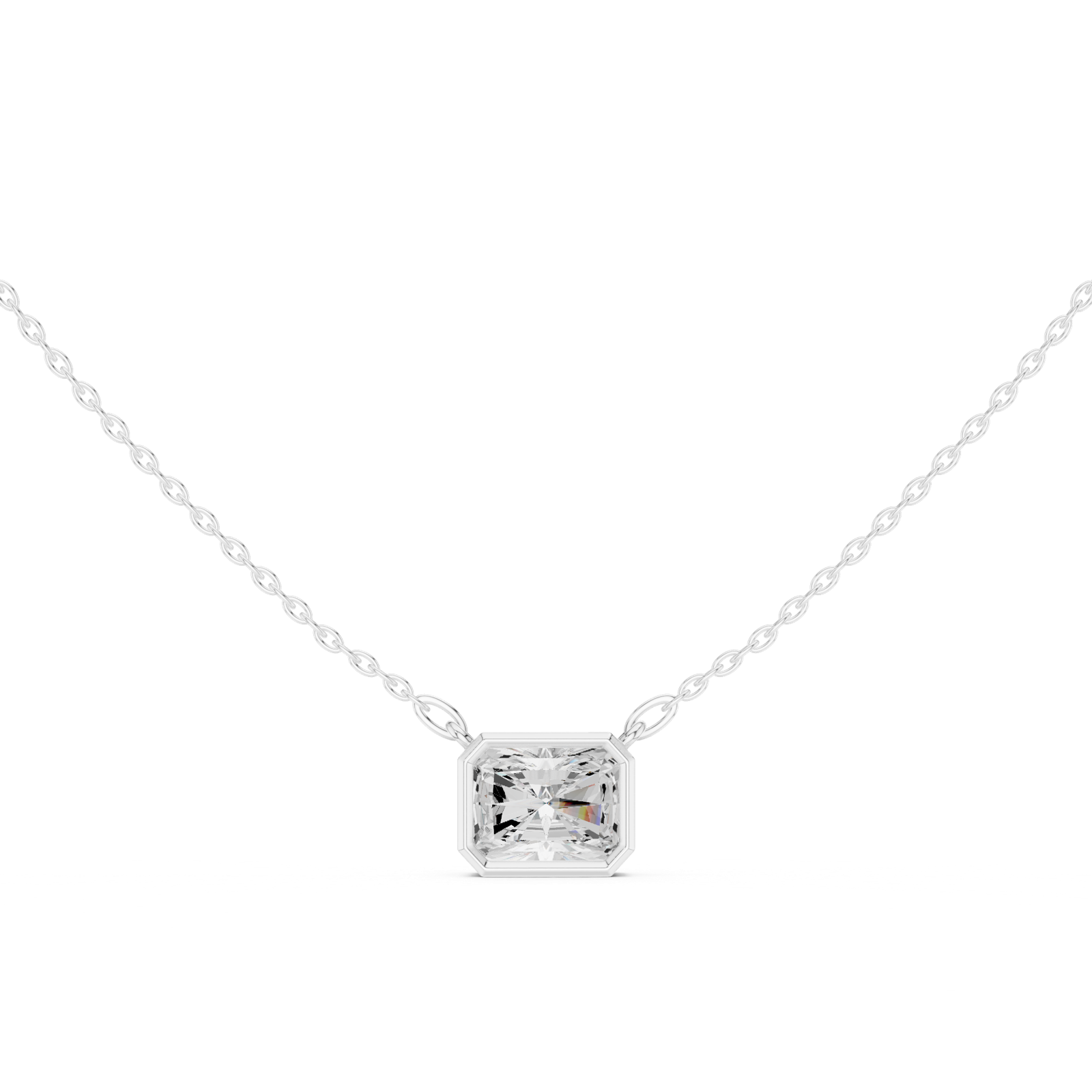 Gold Jewelry DDPO-007, Radiant center stone, White Gold, view 4
