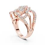 14K Solid Gold Lab Diamond Cluster Ring, Rose Gold, view 1