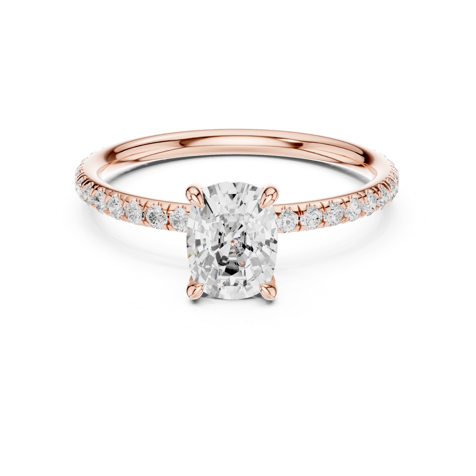 Gold Jewelry, Cushion center stone, Rose Gold, view 4