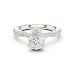 Gold Ring DDLR-165, Pear center stone, White Gold