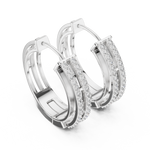 14K Solid Gold Lab Diamond Huggie Earrings, White Gold, view 2