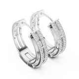 14K Solid Gold Lab Diamond Huggie Earrings, White Gold, view 2