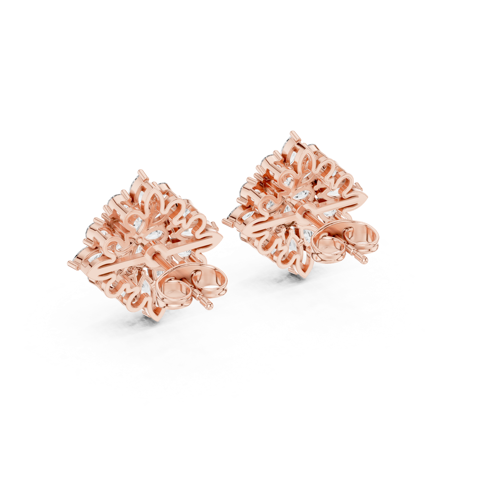 Gold Earrings AGDER-234, Rose Gold, view 3
